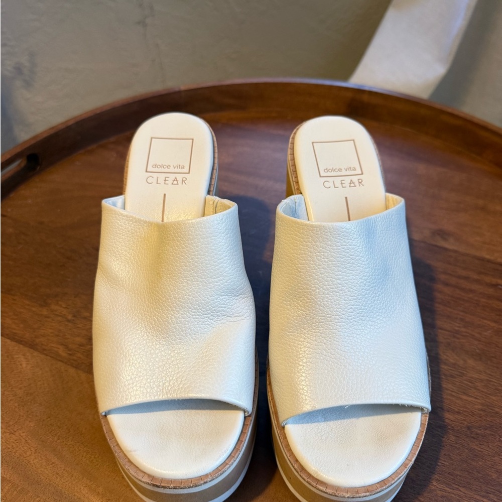 Dolce Vita Cream Leather Mules